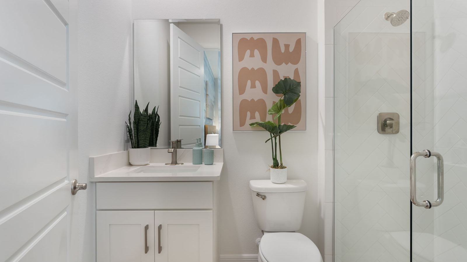 private bathroom for bedroom 4 with enclosed shower