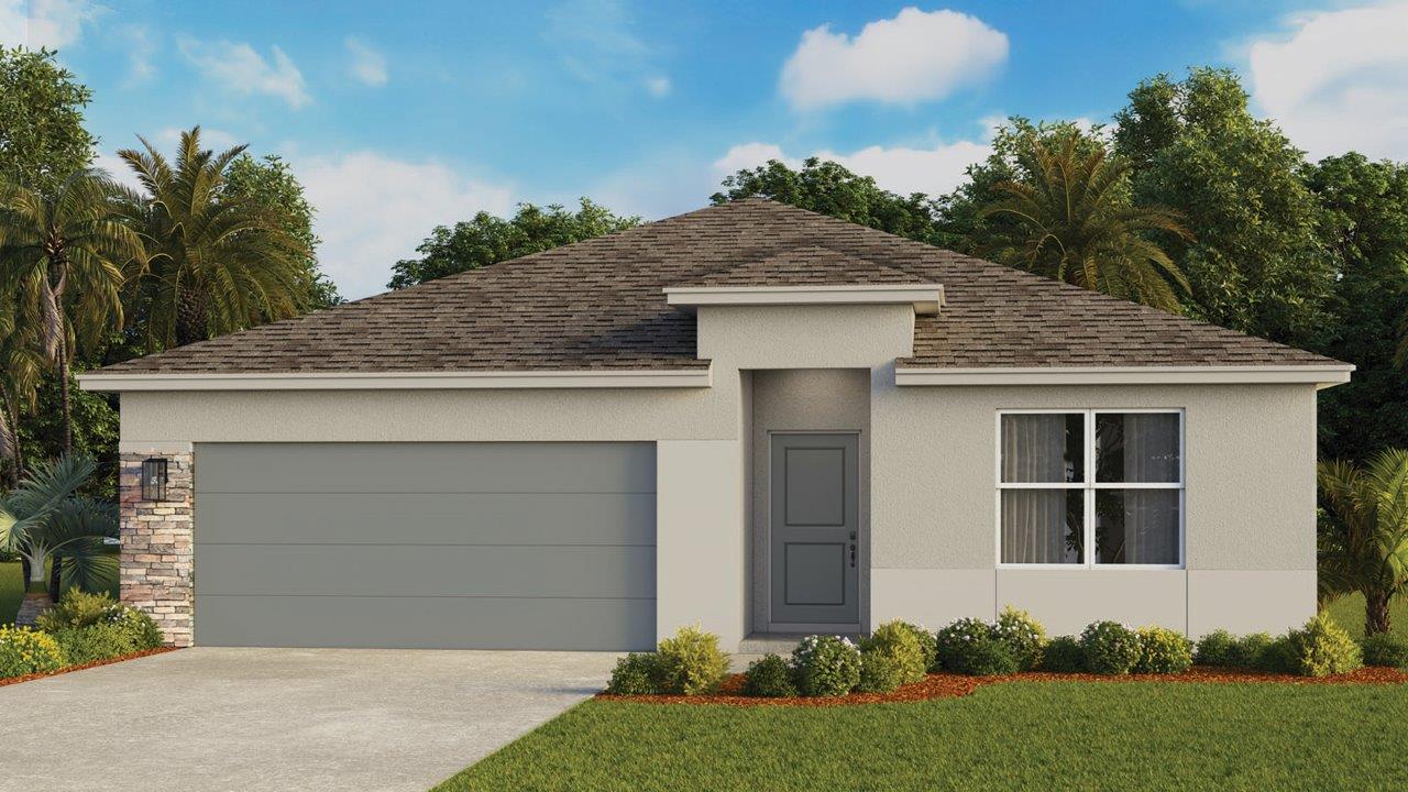Cali exterior rendering with covered entrance
