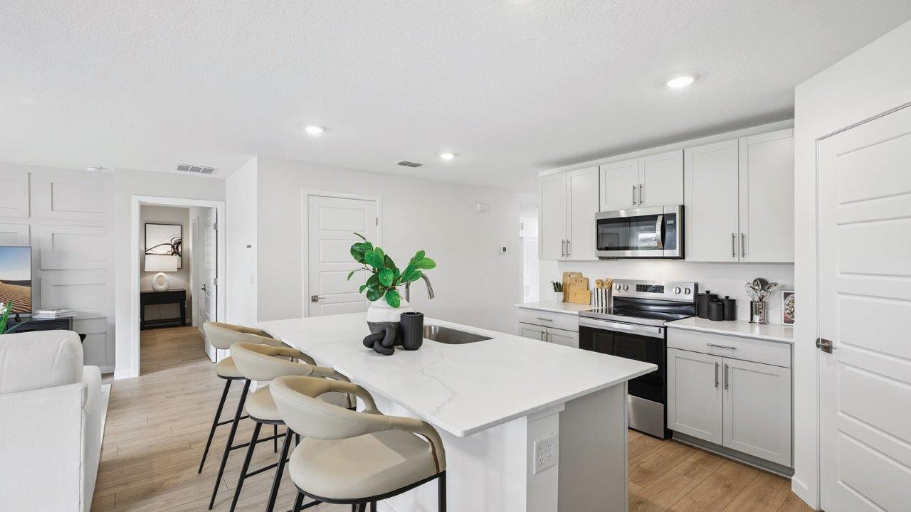 Large kitchen with island seating