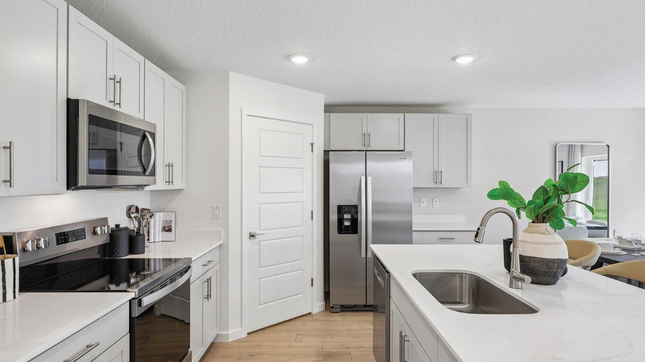 Kitchen with stainless steel appliances