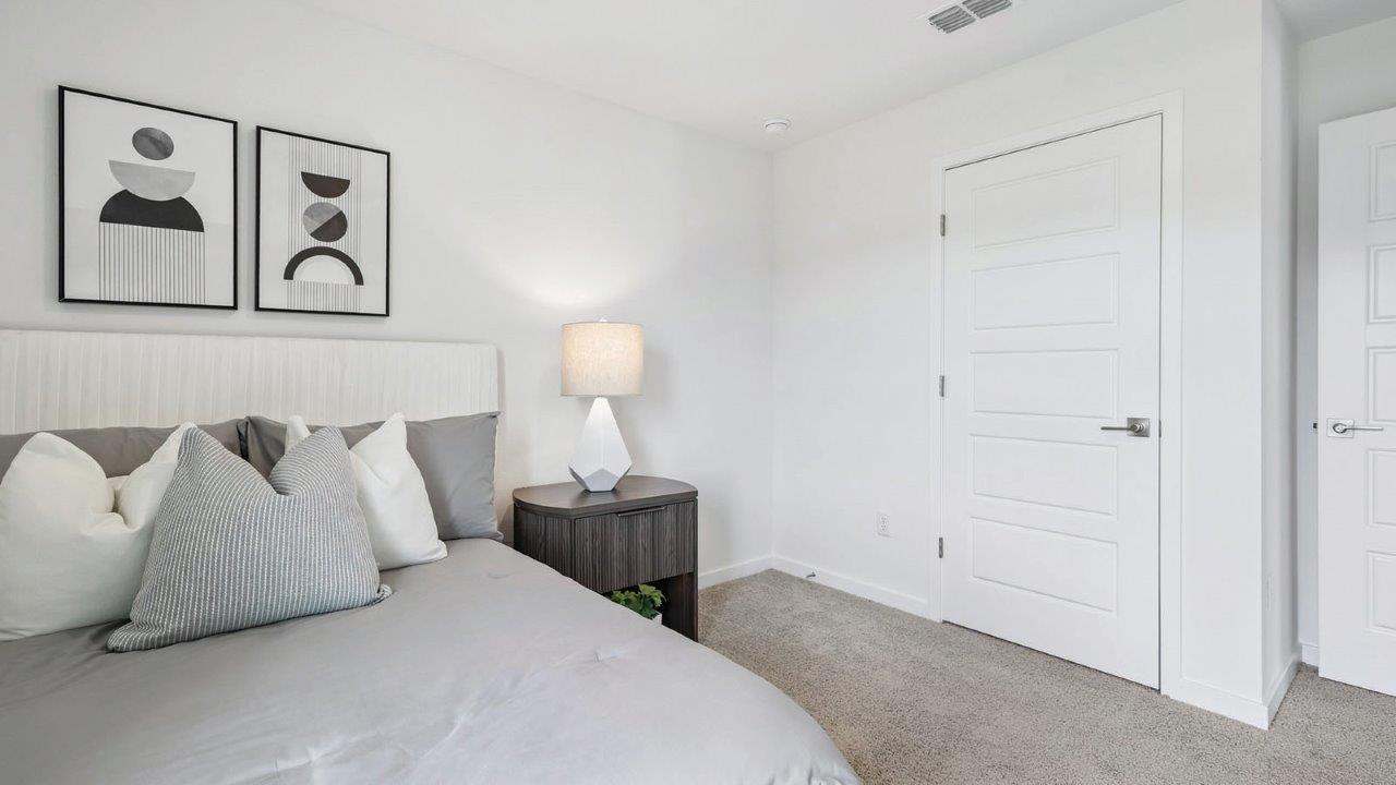 Guest room with full size bed and closet