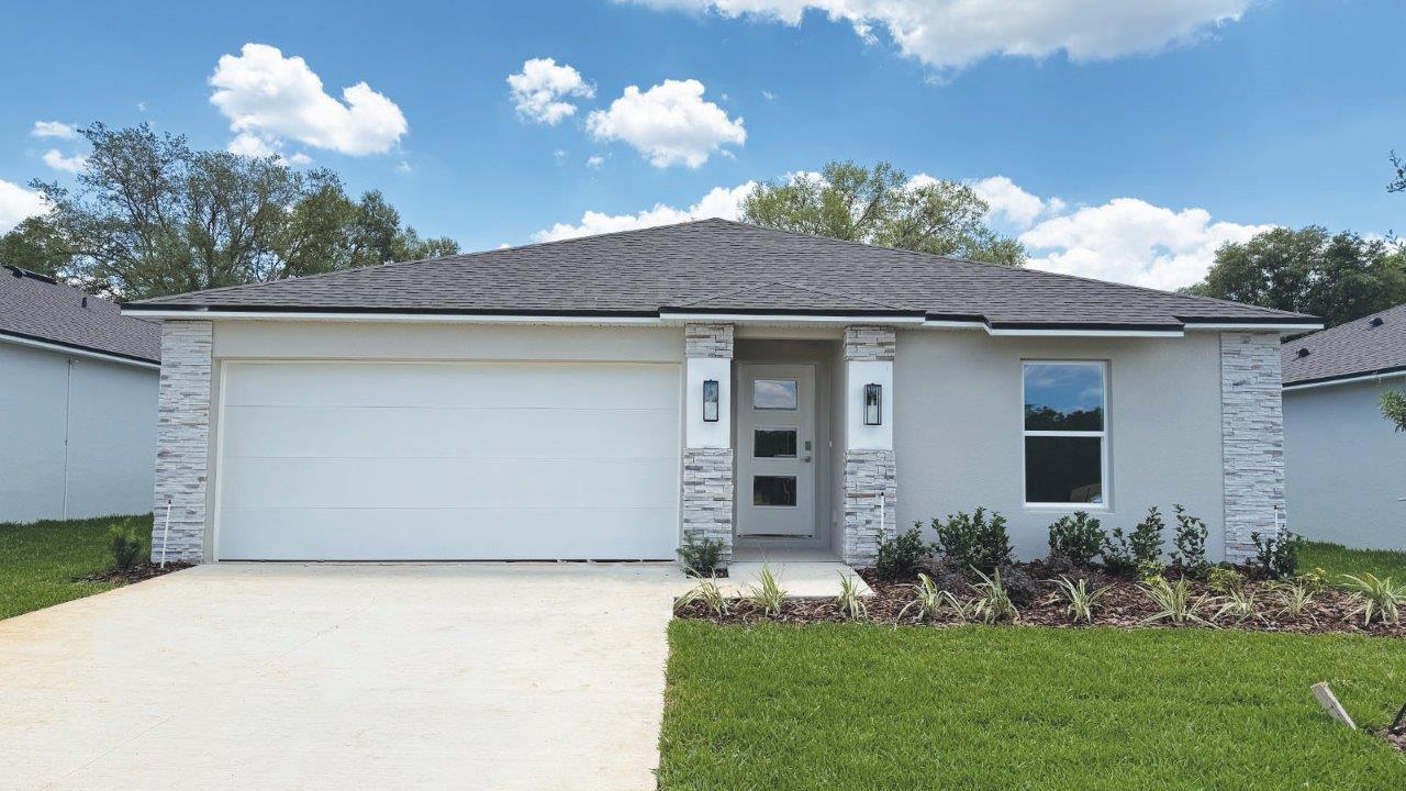 Exterior single family home sales office with modern elevation