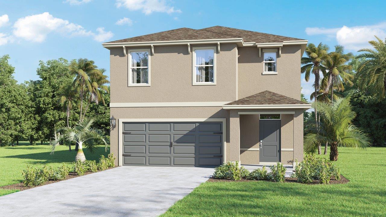 Single family two story home exterior image with covered entrance