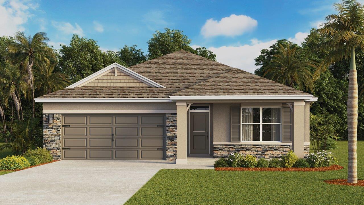 Single family home with two-car garage and front porch