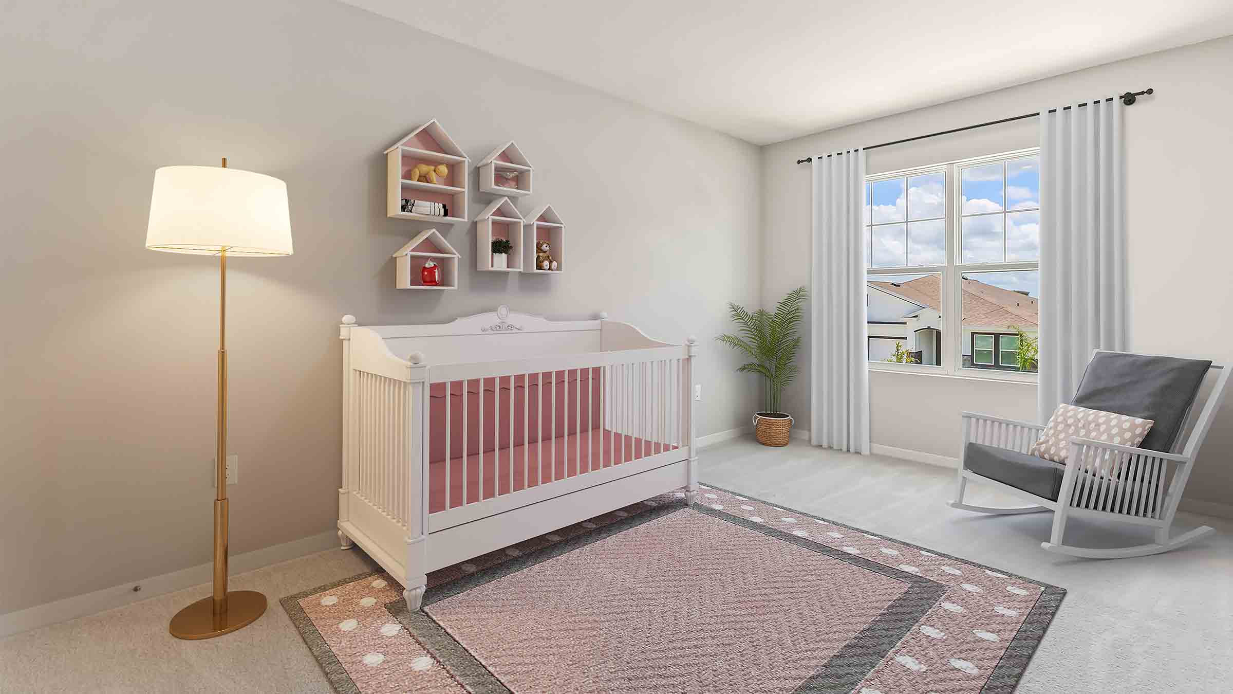 Guest bedroom with bed, nightstands and a roomy closet for storage.