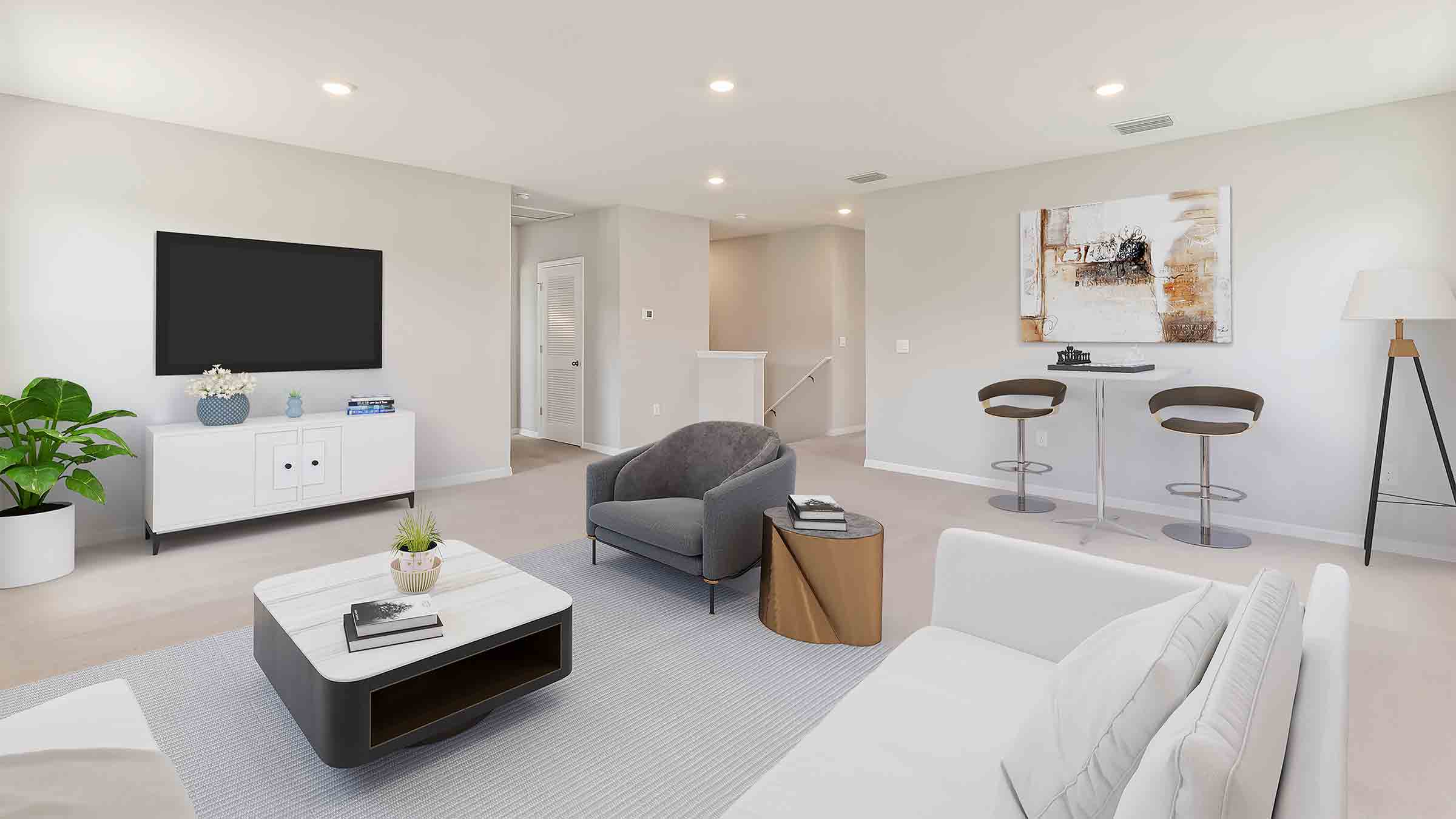 Multi-purpose open area perfect for entertaining, work or play.