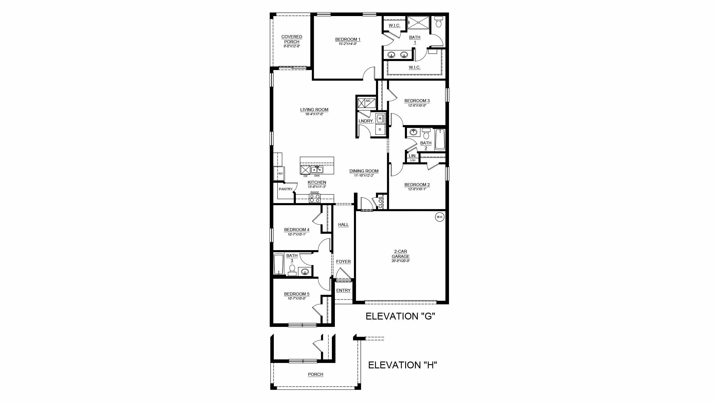 Floor Plan of Elevation G and H