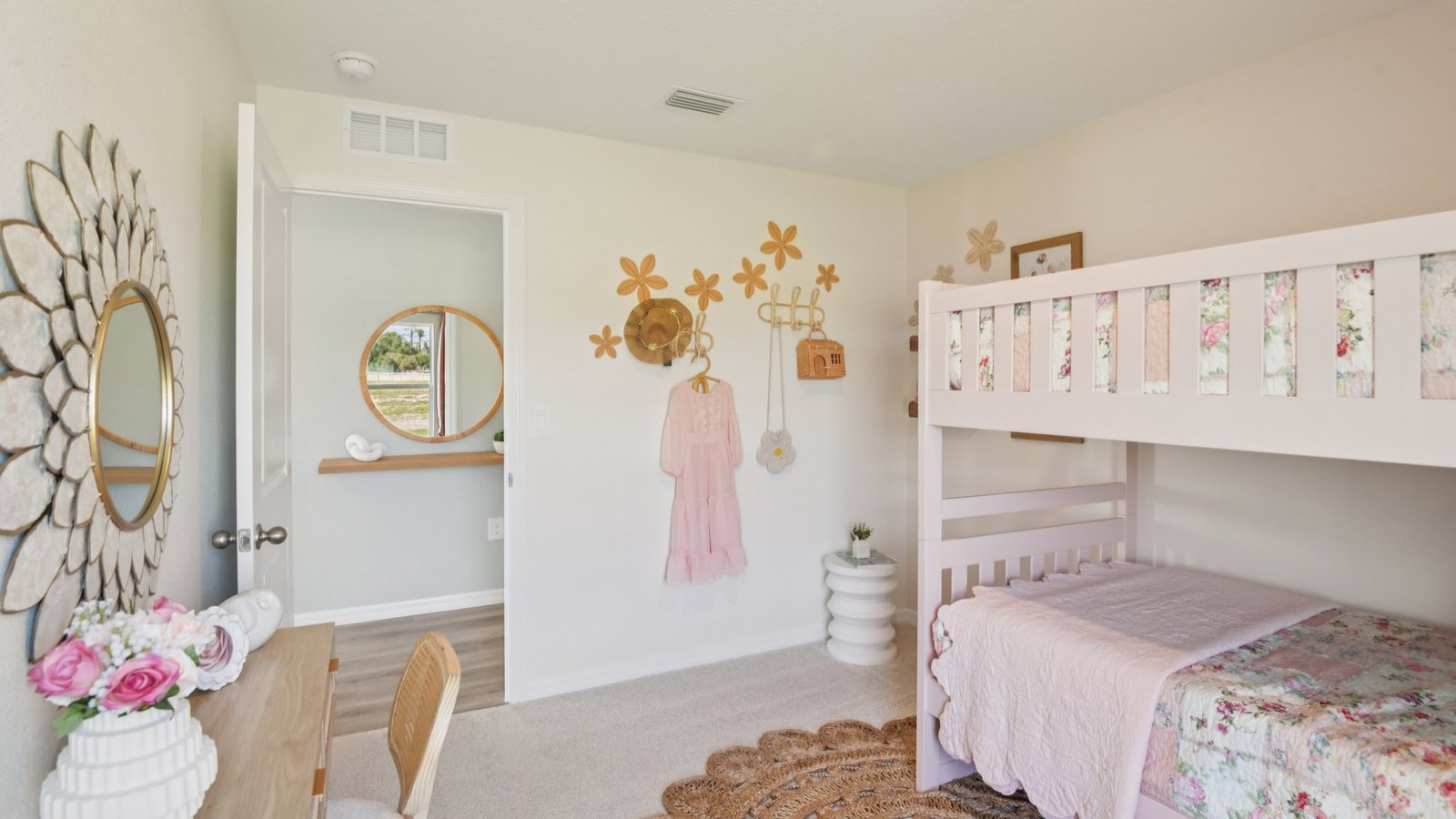 Guest bedroom with bed, nightstands and a roomy closet for storage.