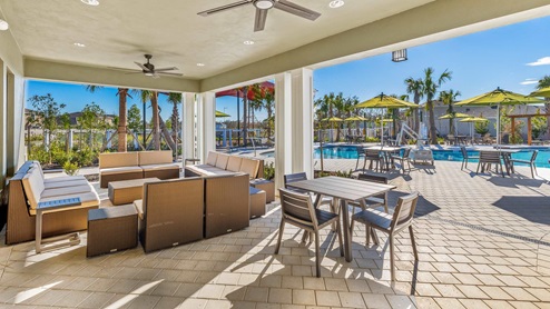 Northwater at Two Rivers amenities include cabana, pool, club house, ping-pong, kids tot lot, cornhole, fire pits, trails