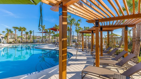 Northwater at Two Rivers amenities include club house, cabana, pool, fire pits, cornhole, trails, open park, kids tot lot