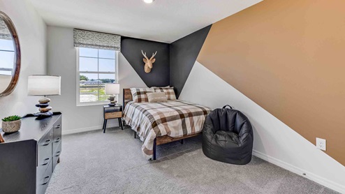 Secondary bedroom, flex, office, study, library, entertainment, game, craft room in this Two Rivers new home