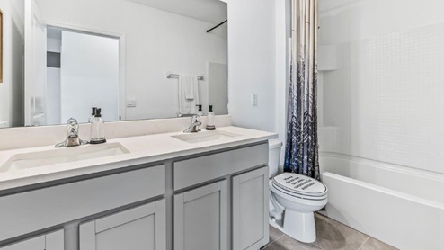 Owner’s ensuite in a new build home offers function and style with a walk-in closet, spa-like ensuite