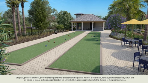 Two Rivers - Archer amenities include bocce ball, dog park, pickleball, cabana, club house, fire pits, pool, kids tot lot