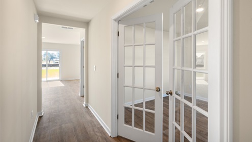 entrance hallway with french doors to the office
