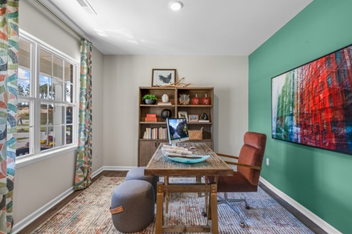 flex room with large windows, french doors