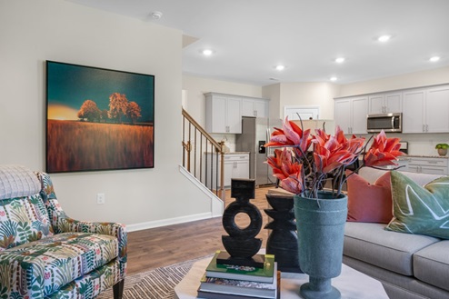 open concept living space with large windows