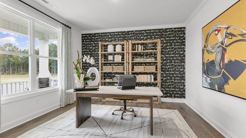 flex room with large windows, french doors