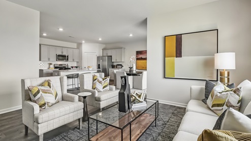 Cali model interior kitchen and living area