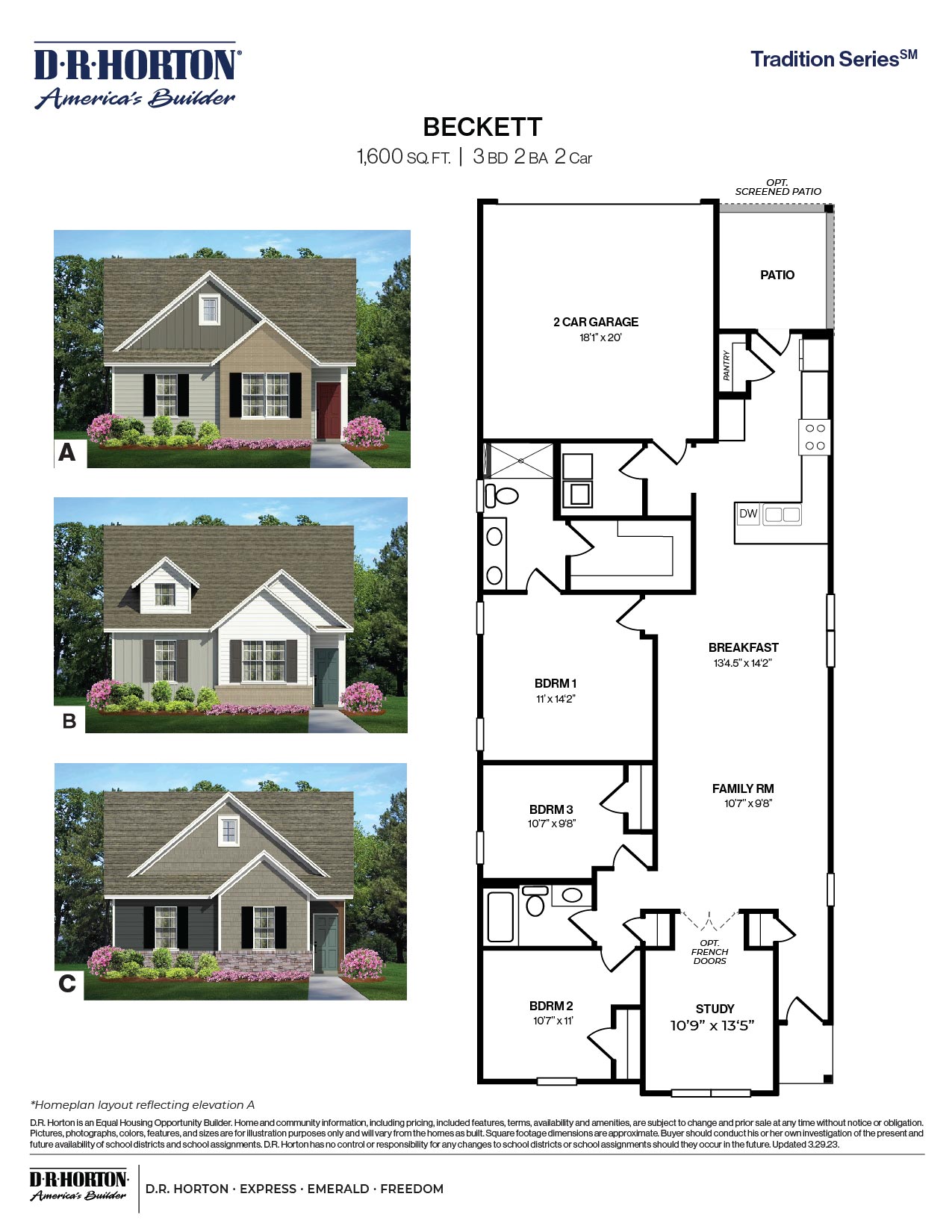 Floor Plan in The Villas at Haywood Glen Knightdale, NC D.R. Horton