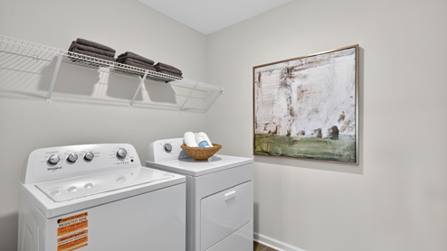laundry room with wire shelving