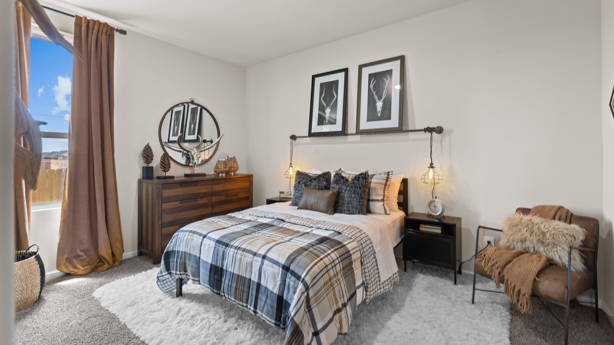 Guest bedroom 3 with plush carpet floors and spacious closet