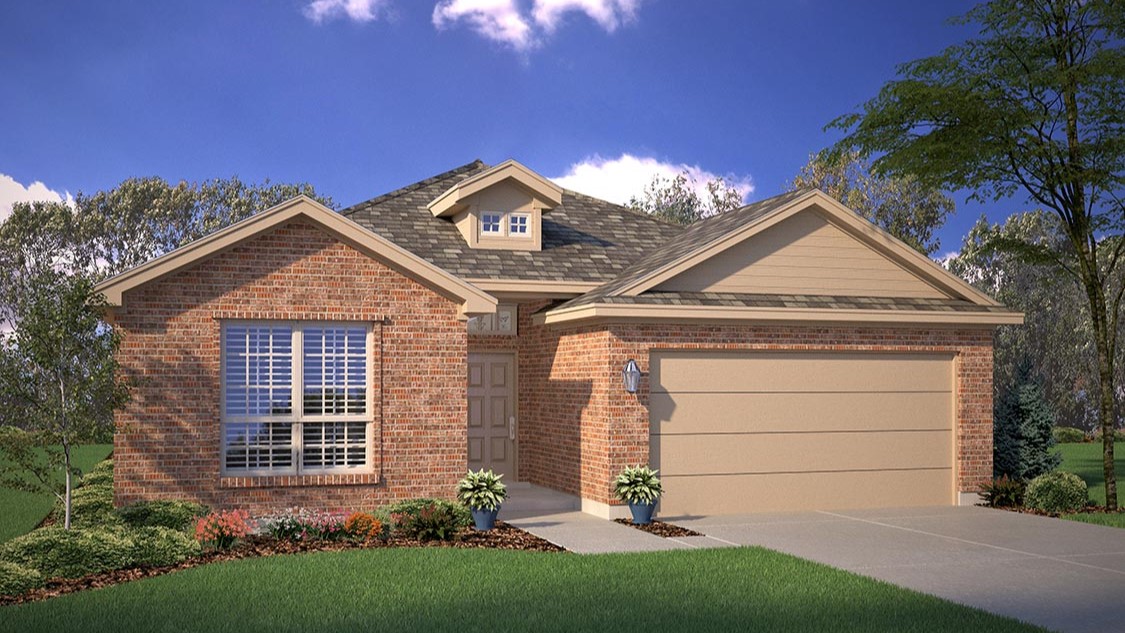 Exterior rendering of timeless brick single family home