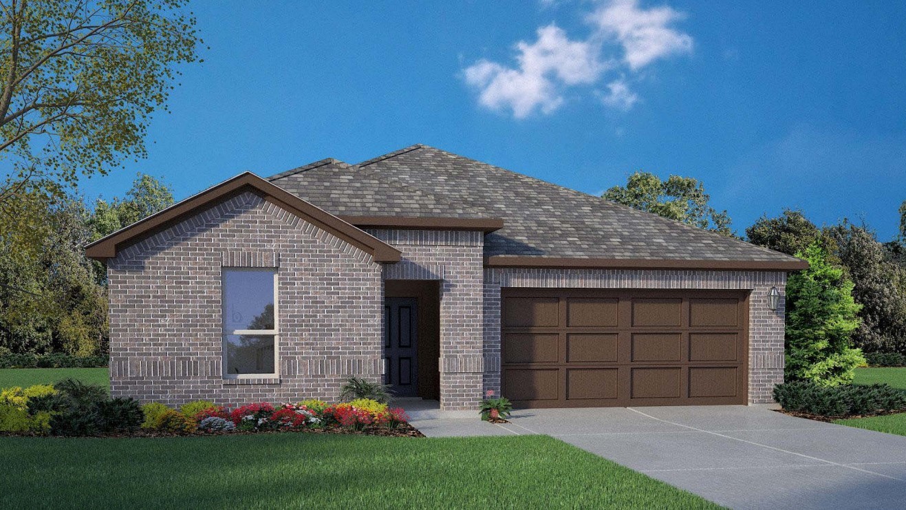 Exterior rendering of single-family modern brick home
