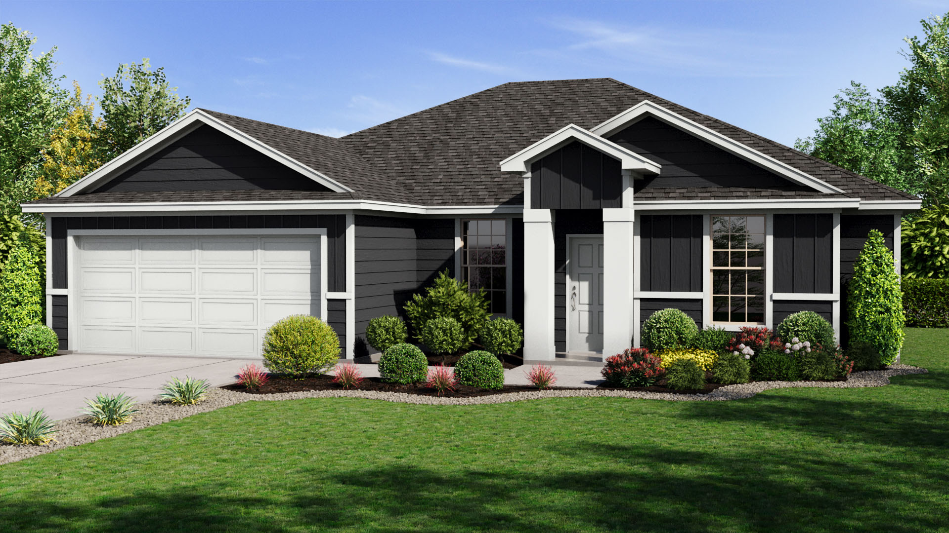Rendering of single-story sturdy concrete siding exterior home