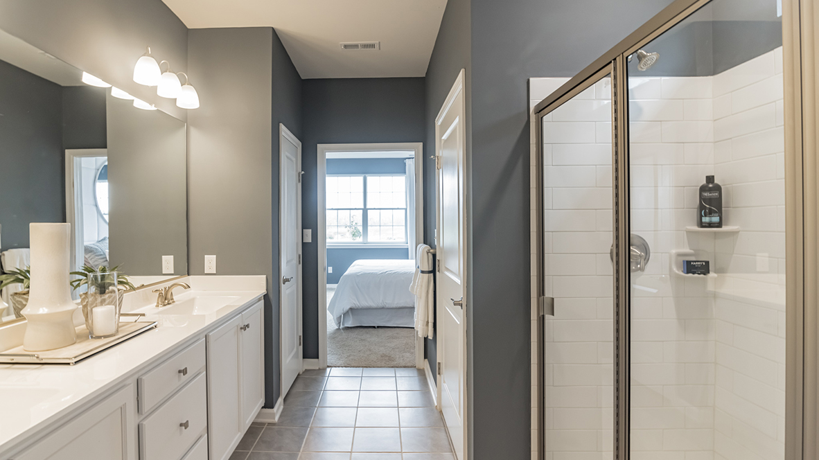 The primary bathroom with walk-in shower