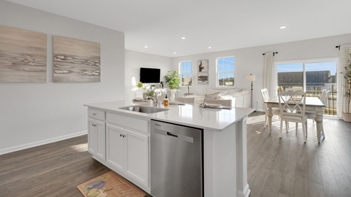 The spacious kitchen has a large island.