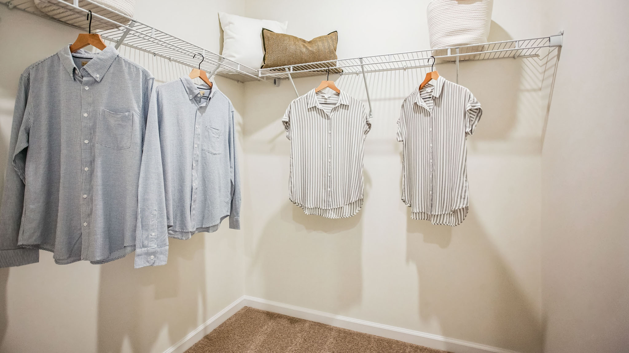 The primary bedroom walk-in closet.