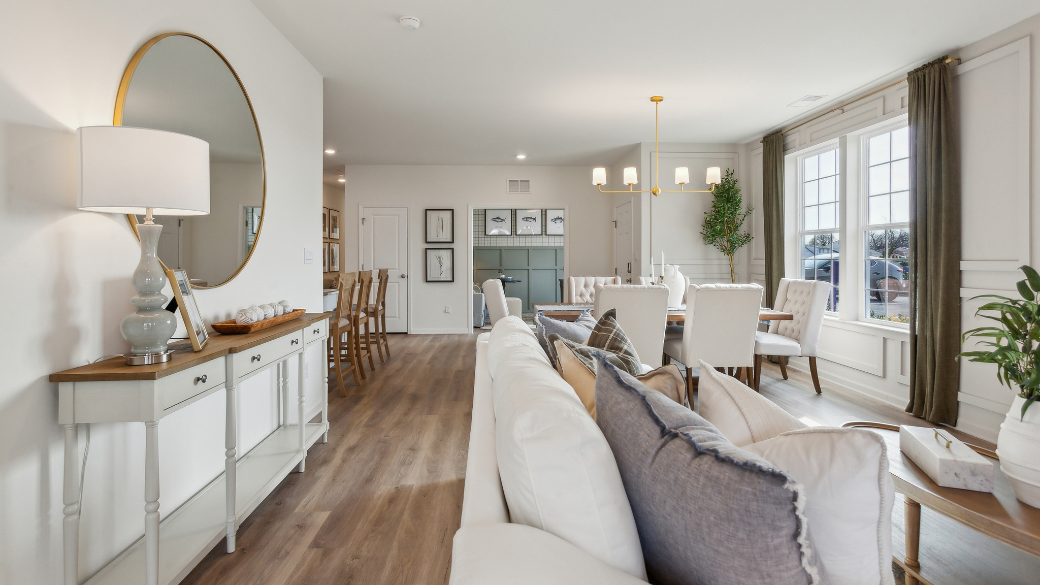 living room that flows into dining room