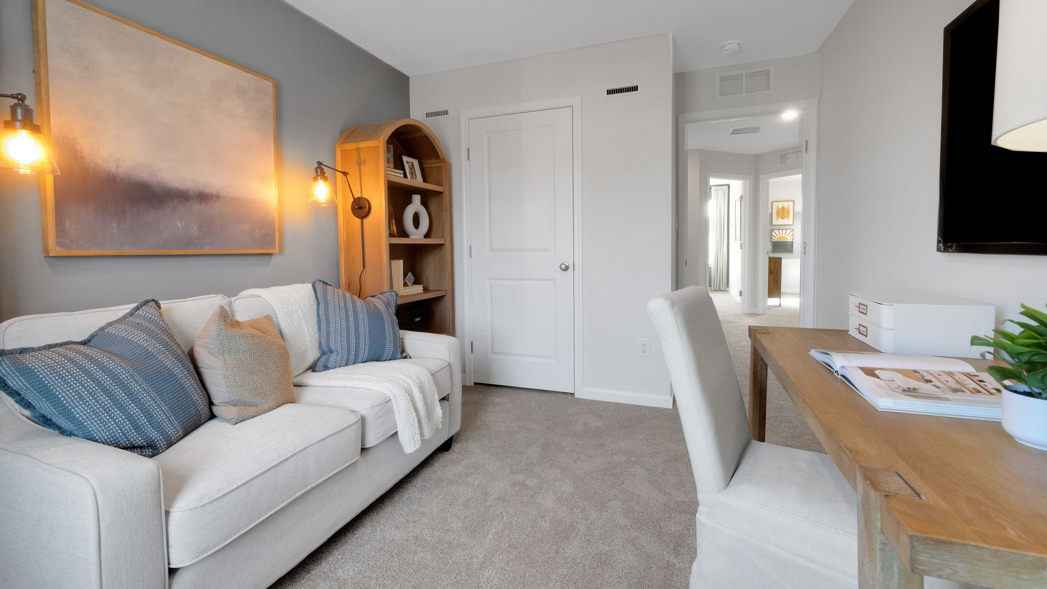 A guest bedroom could be used as an office.