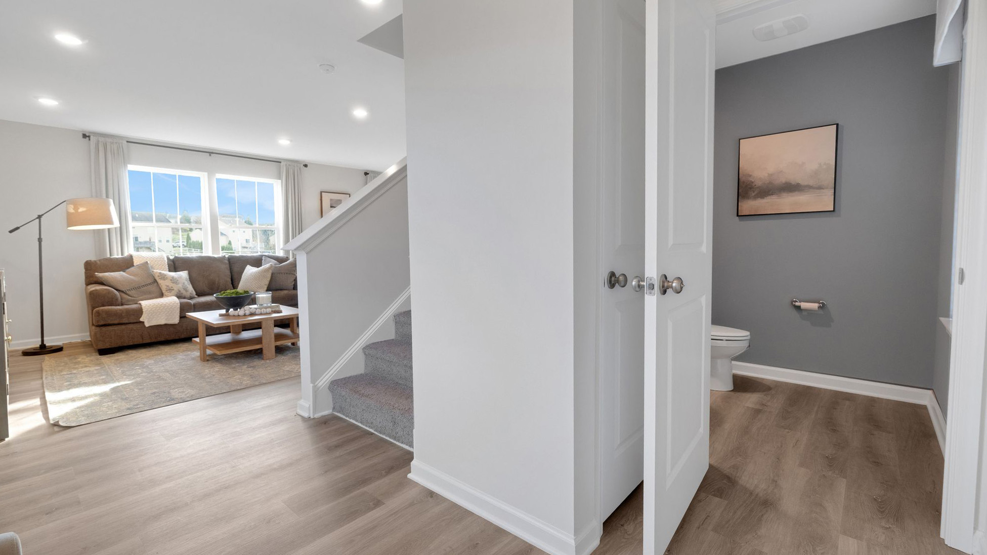 Also located on the first floor is a powder room.