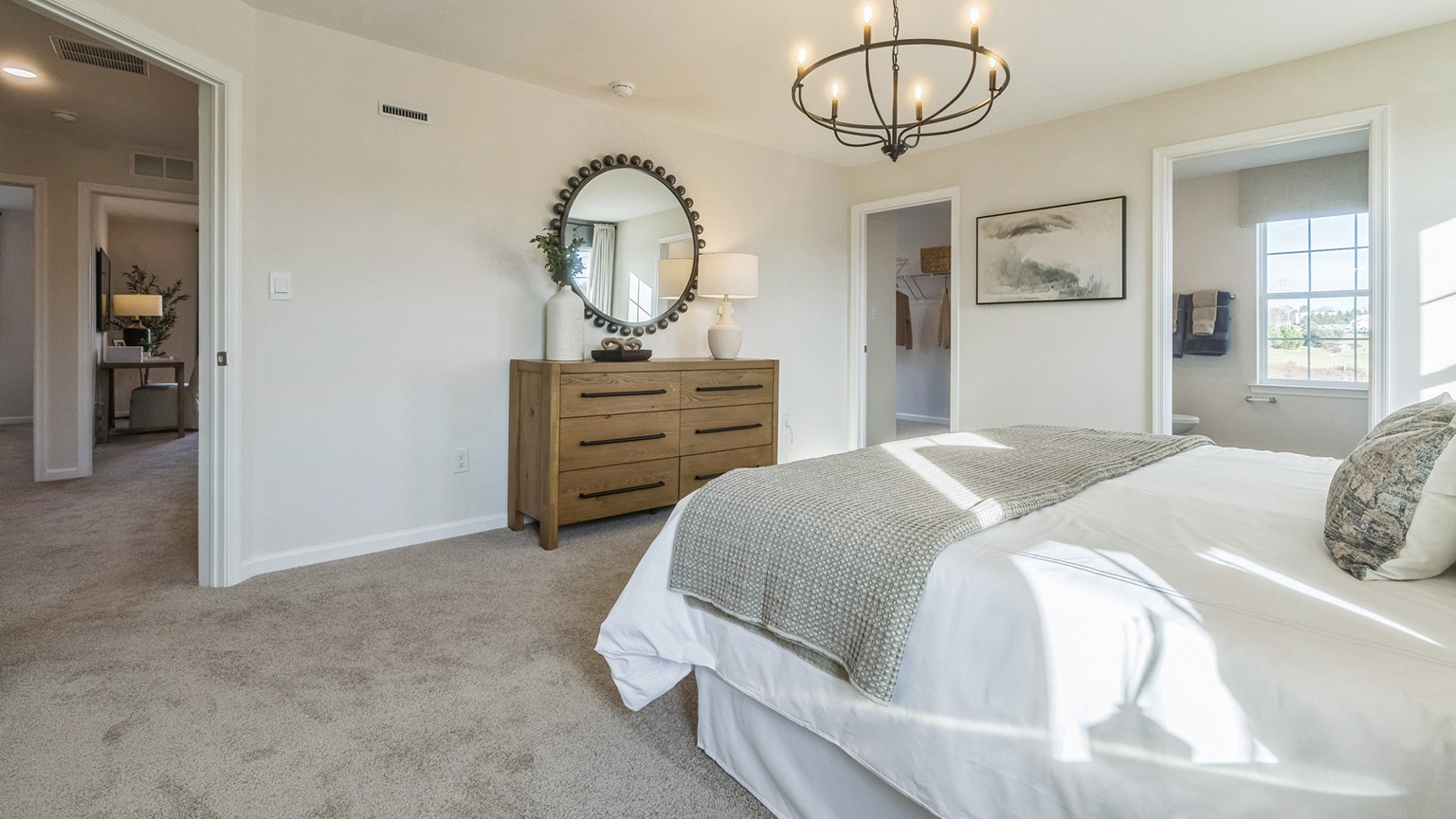 The primary bedroom has plenty of room for all your furniture.