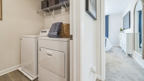 The second floor hallway and laundry room.