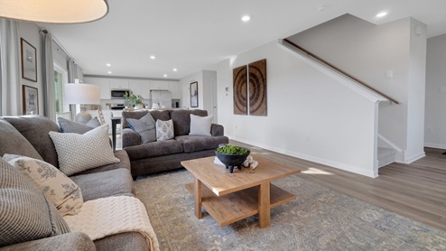 The spacious family room offers plenty of space for your furniture.