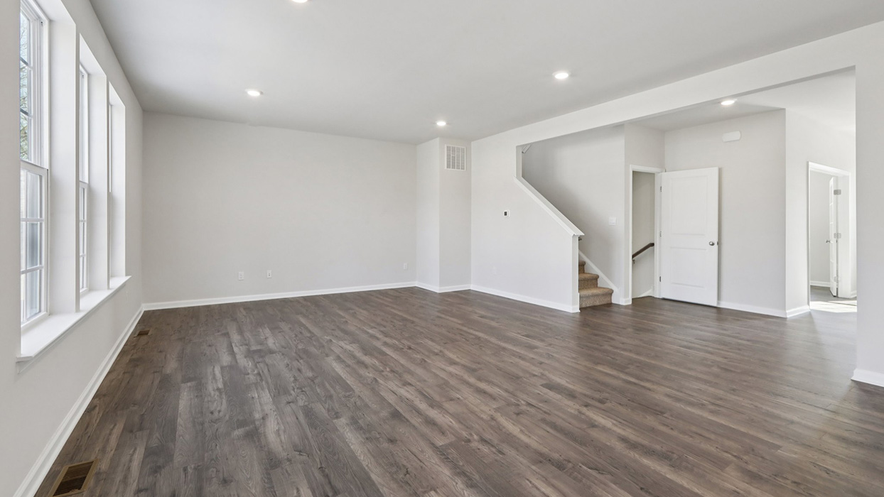 Open concept great room natural light