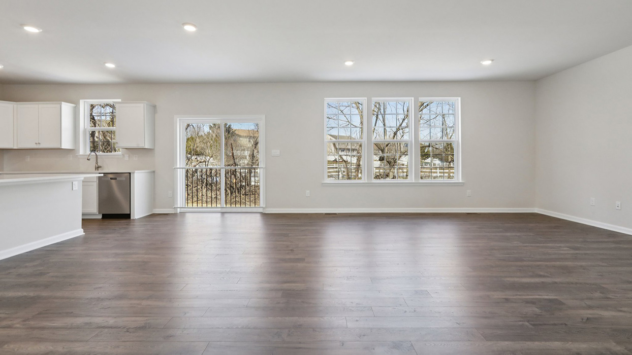 Open concept great room natural light