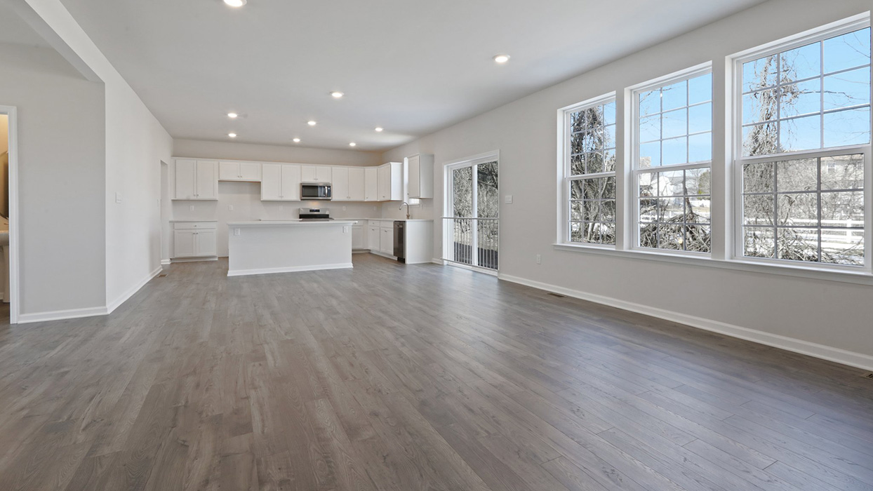 Open concept great room natural light
