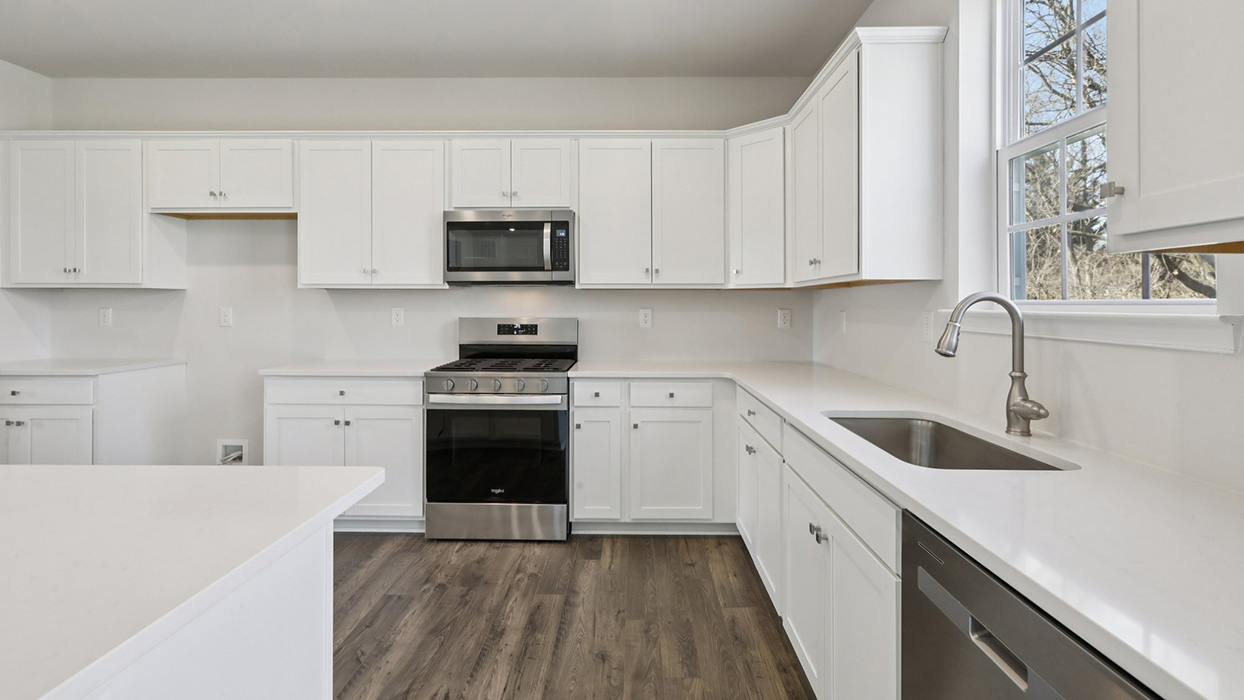 Kitchen with white cabinets