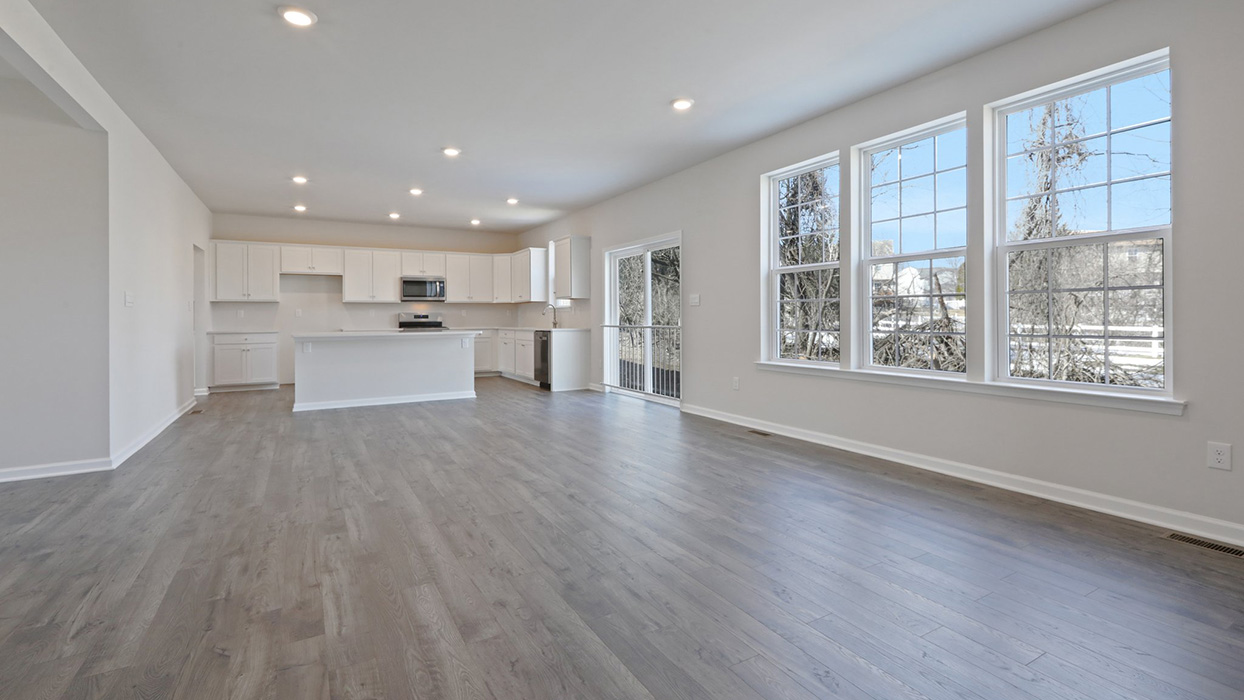Open concept great room natural light
