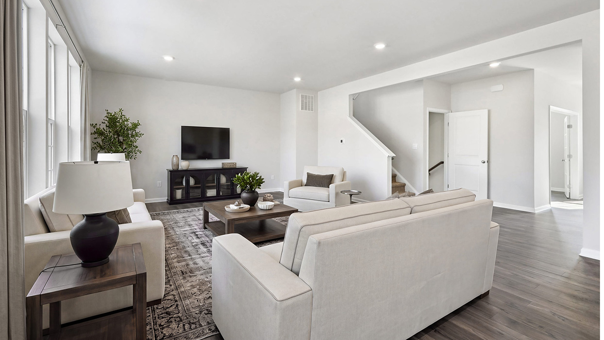 Open concept great room natural light