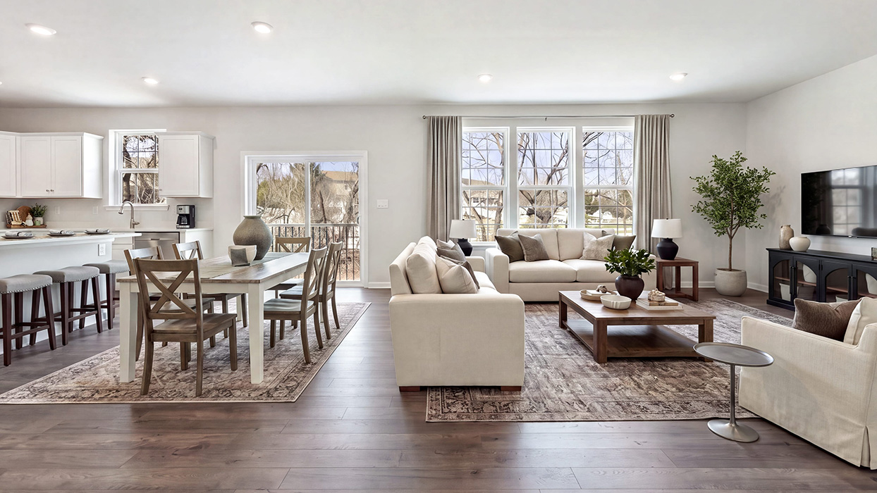 Open concept great room natural light