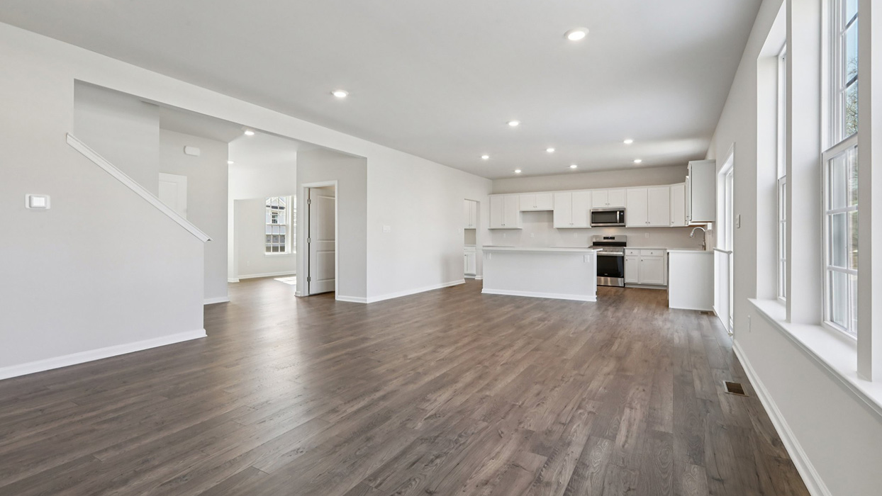 Open concept great room natural light