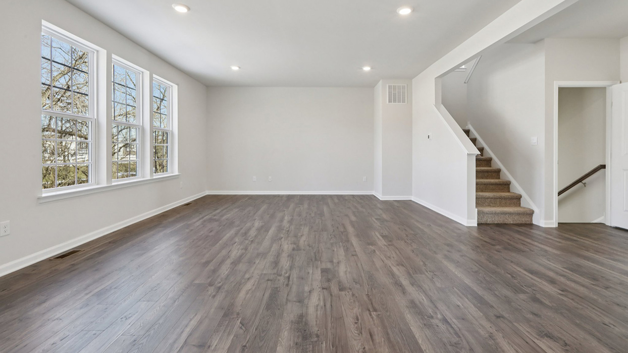 Open concept great room natural light