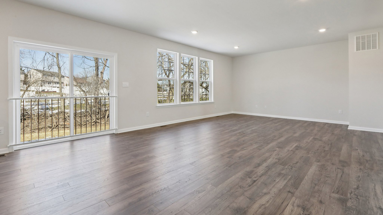 Open concept great room natural light