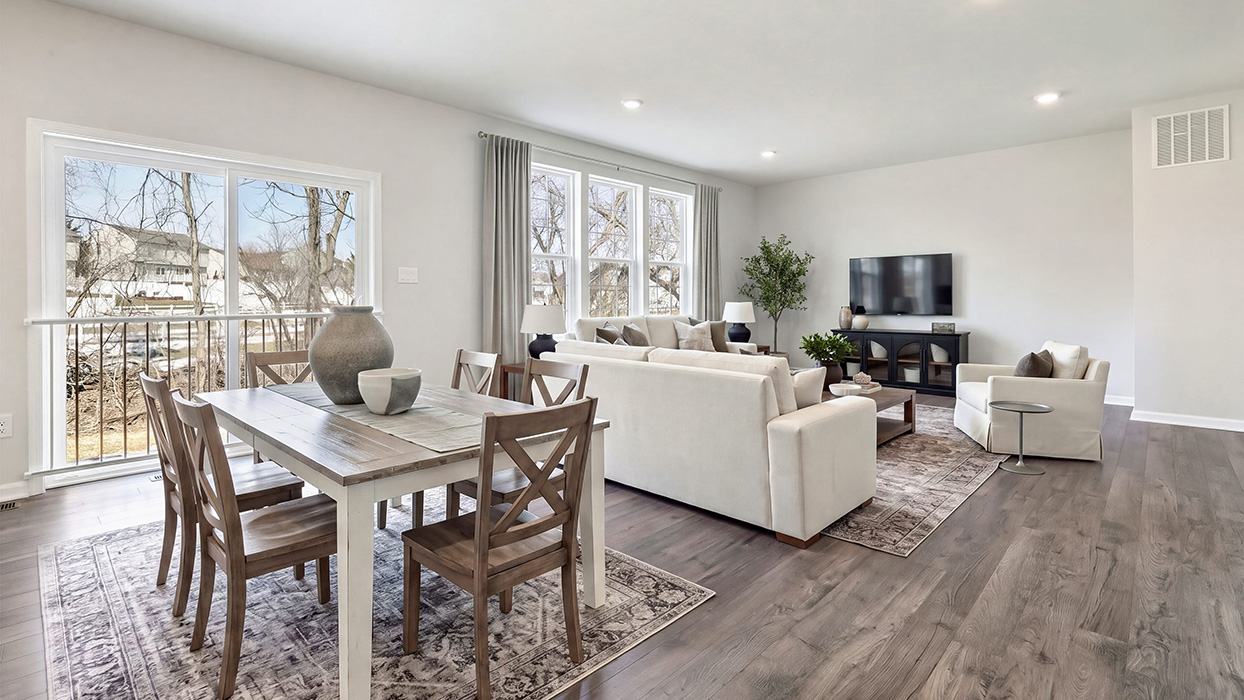 Open concept great room natural light