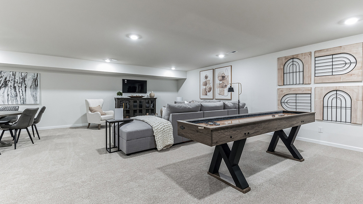 Finished basement or recreation room area perfect for entertaining.