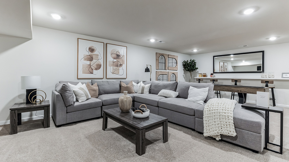 Different view of the Finished basement or recreation room area perfect for entertaining.